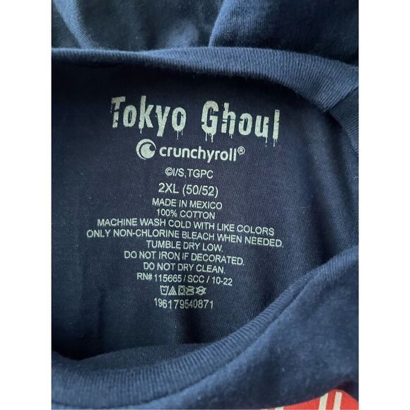 Crunchyroll Men's Navy Blue Tokyo Ghoul Kaneki Split Face T-Shirt Size 2XL - Picture 4 of 7
